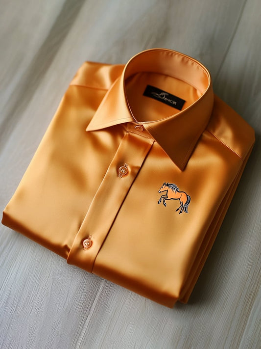 Men's Satin Luxe Long Sleeve Button Down Shirt
