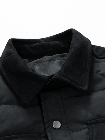 Men's Vintage Pleated Cotton Multi-Pocket Casual Plush Cotton Jacket
