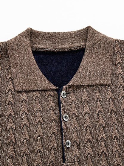 Men's Fashionable Textured Jacquard Design Pullover Long-Sleeved Sweater