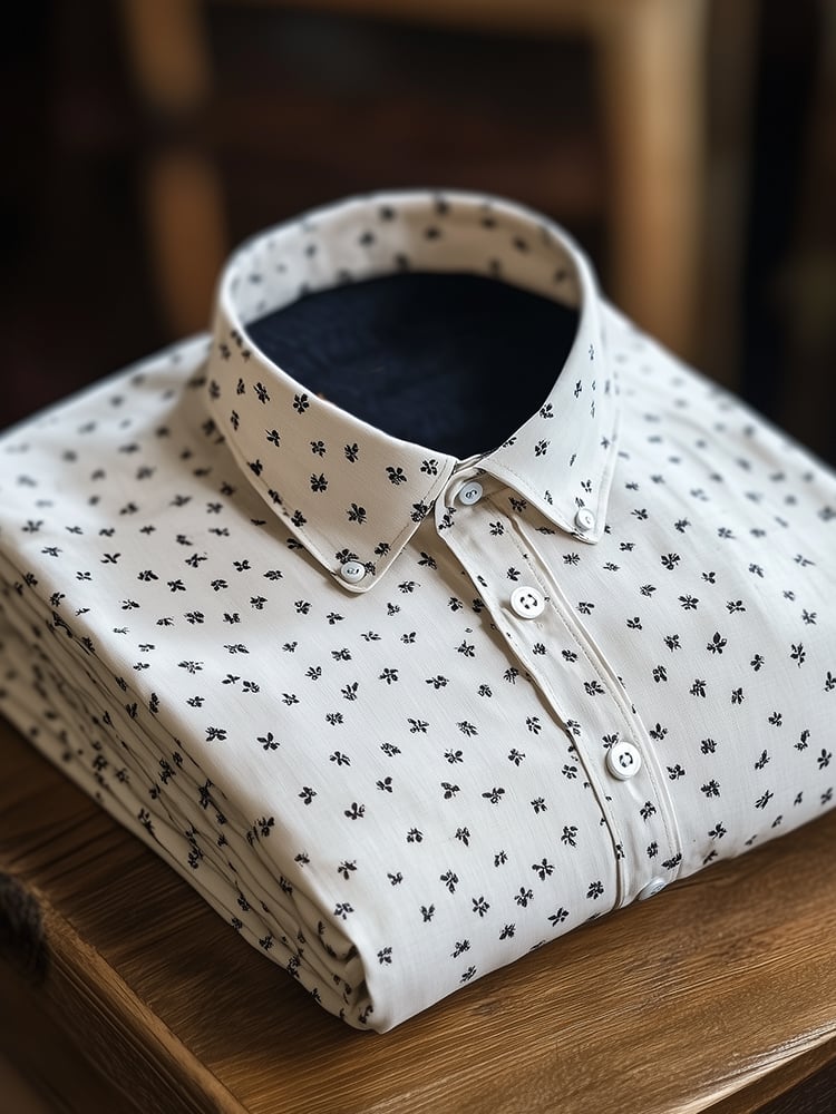 Men's Business Casual Floral Lapel Short Sleeve Shirt