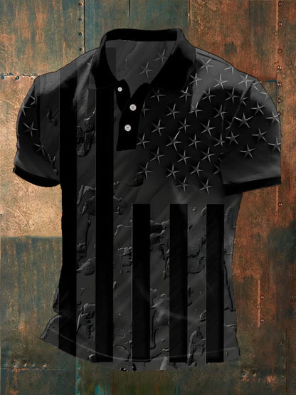 Men's Independence Day 3D Print Lapel Button Polo Shirt