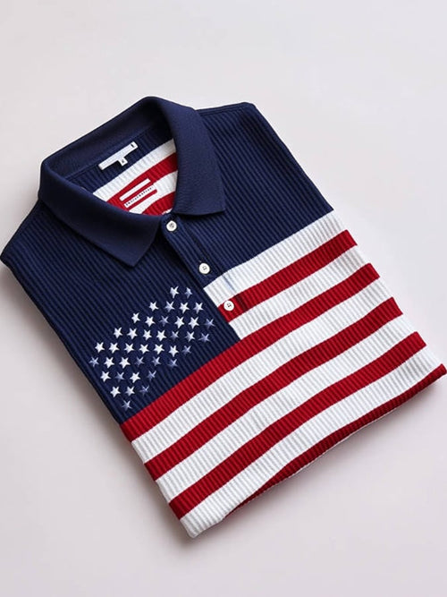 Men's Casual Geometric Art Business Knitted Jacquard Polo