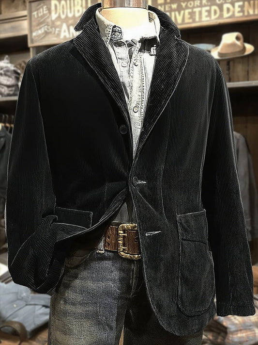 Men's Retro Western Solid Color Casual Jacket
