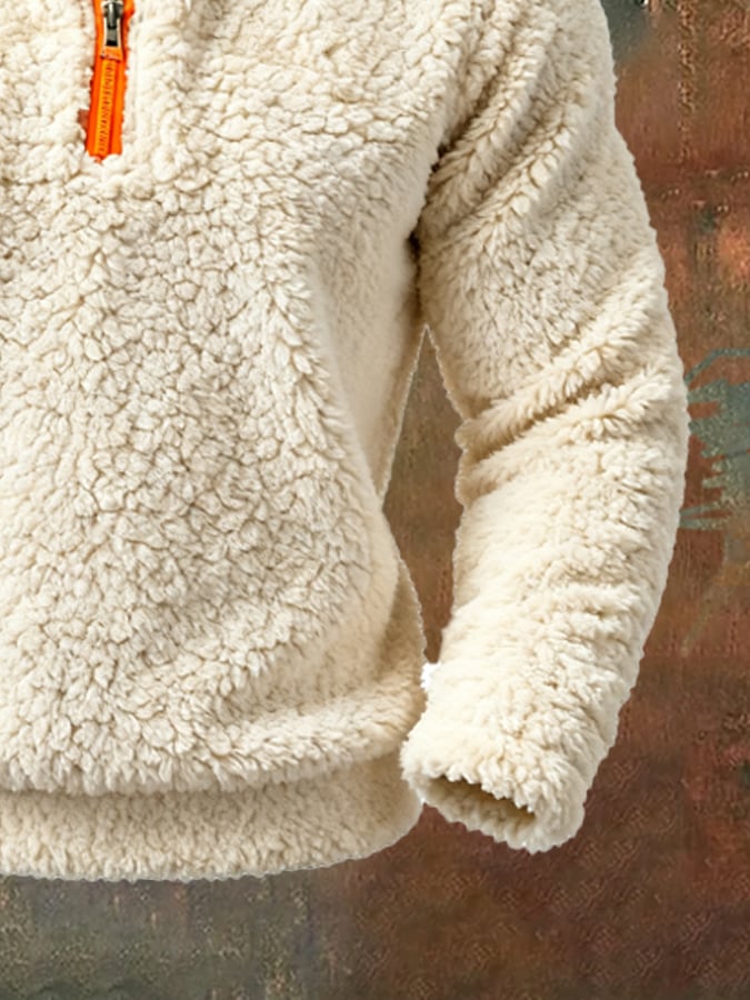 Men's Retro Contrast Color Comfort Zip-Up Sweatshirt