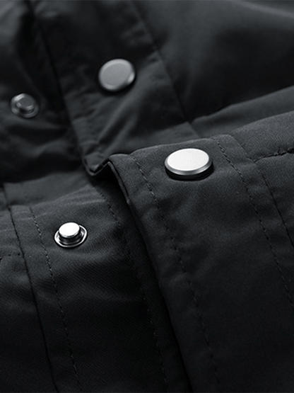Men's Vintage Pleated Cotton Multi-Pocket Casual Plush Cotton Jacket