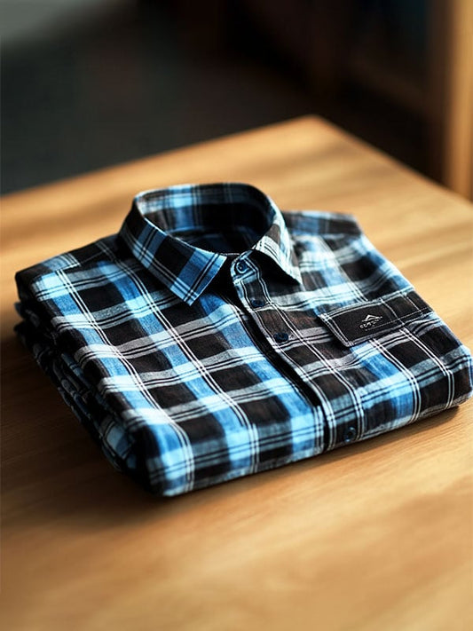 Men's Business Plaid Short Sleeve Shirt
