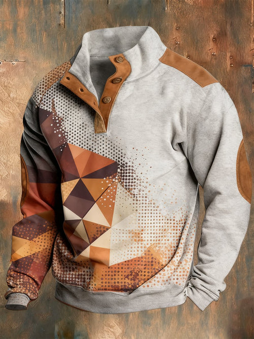 Men's Vintage Western Quarter Button Sweatshirt