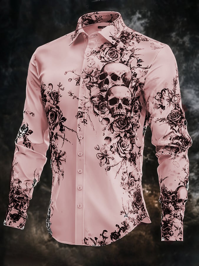 Men's Vintage Art Skull Shirt