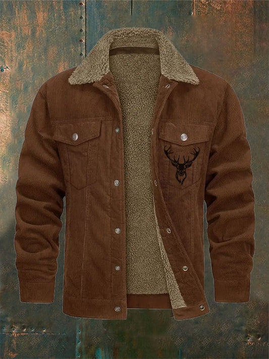 Men's Vintage Flannel Collar Pocket Outdoor Jacket