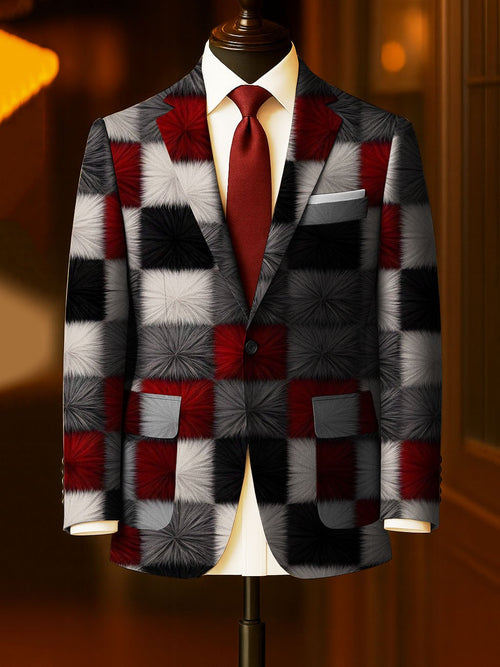 Men's Business Casual Large Pocket Print Blazers