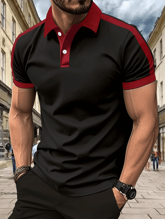Men's Business Logo Button-Down Short Sleeve Polo Shirt