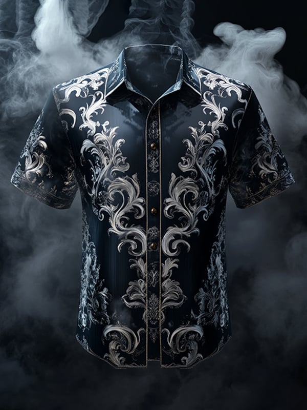 Men's Retro Gothic Pattern Short Sleeve Shirt