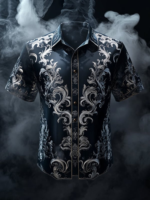 Men's Retro Gothic Pattern Short Sleeve Shirt