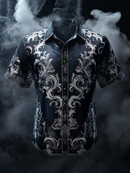 Men's Retro Gothic Pattern Short Sleeve Shirt