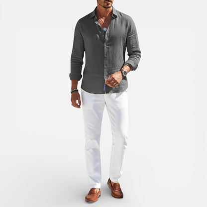 Men’s Breathable Linen Button-Up