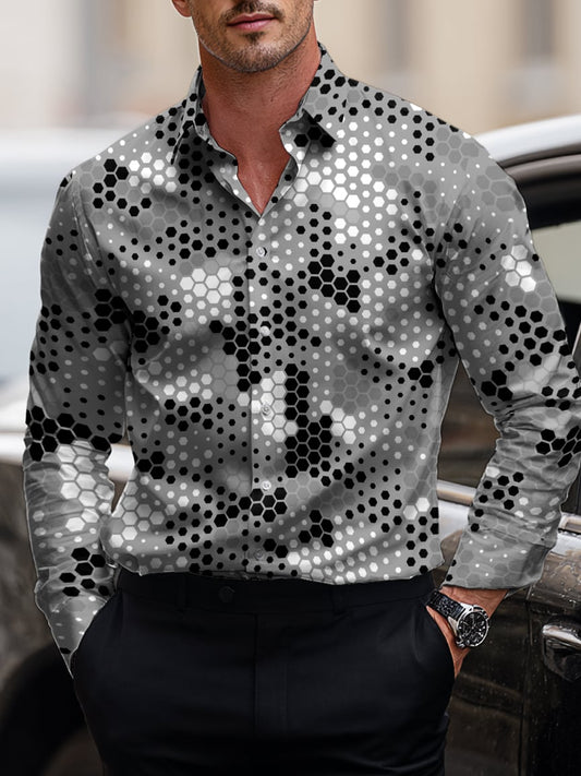 Men's Business Casual Art Button Short Sleeve Long Sleeve Shirt