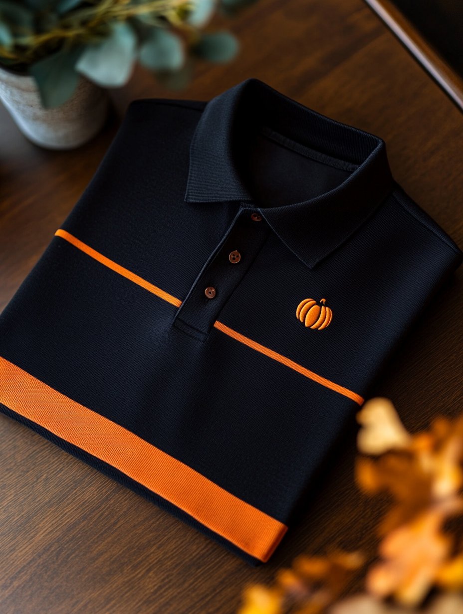 Men's Business Casual Halloween Art Button Short Sleeve Polo Shirt