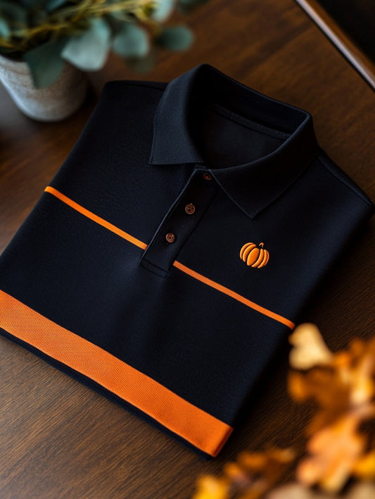 Men's Business Casual Halloween Art Button Short Sleeve Polo Shirt