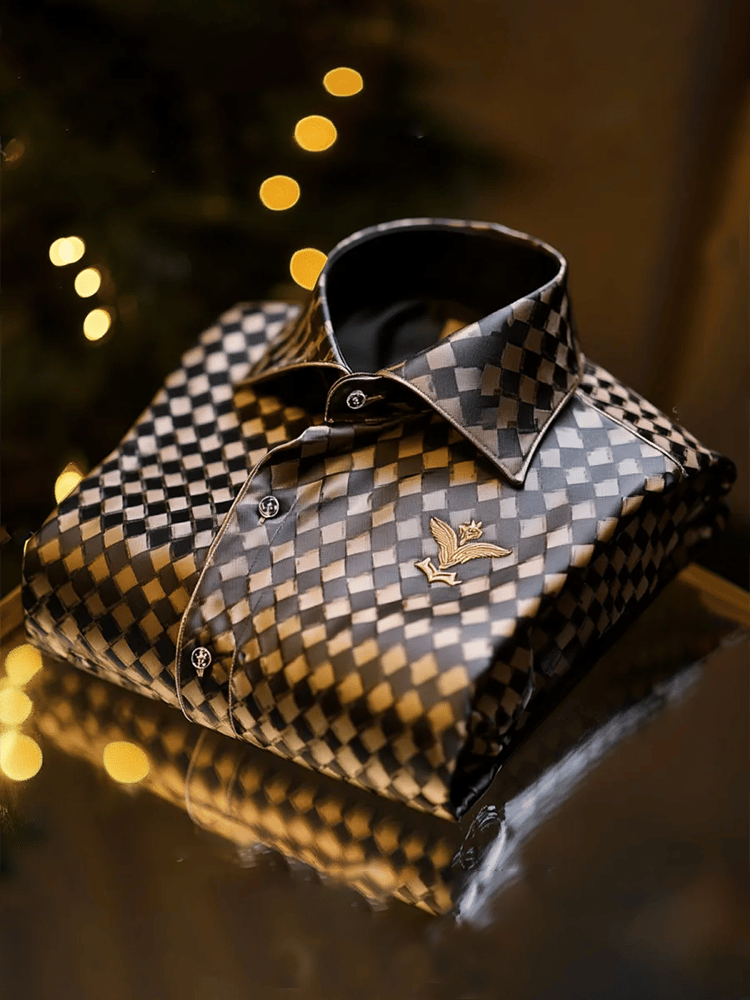 Men's Satin Luxe Print Short Sleeve Button Shirt