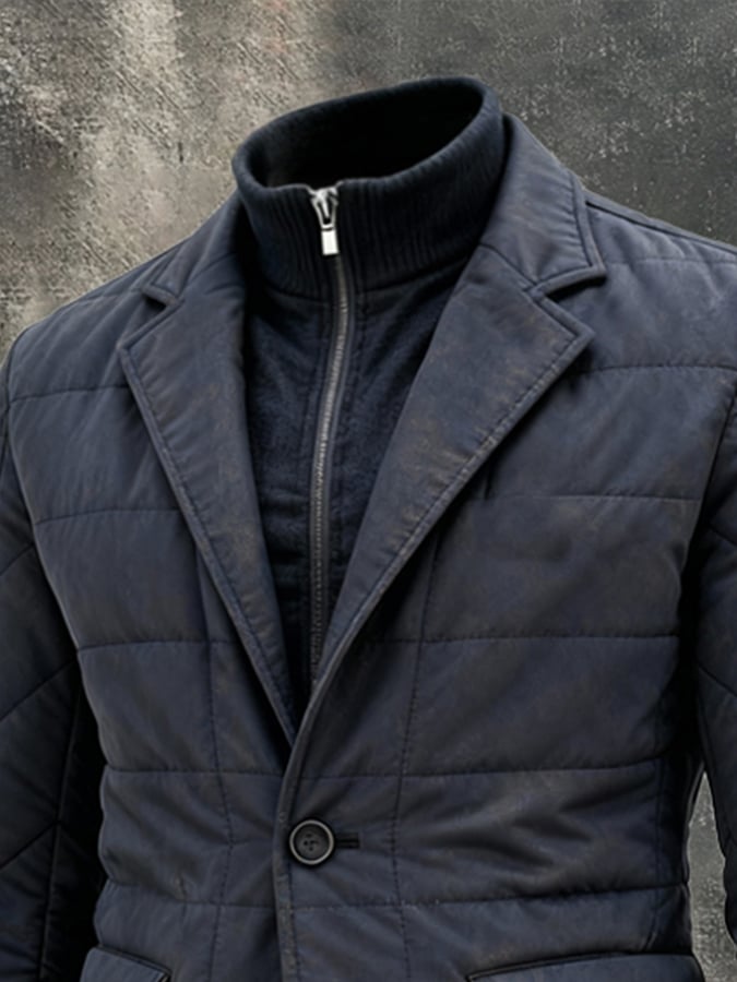 Men'S Vintage Warm Fake Two-Piece Outdoor Cotton Jacket