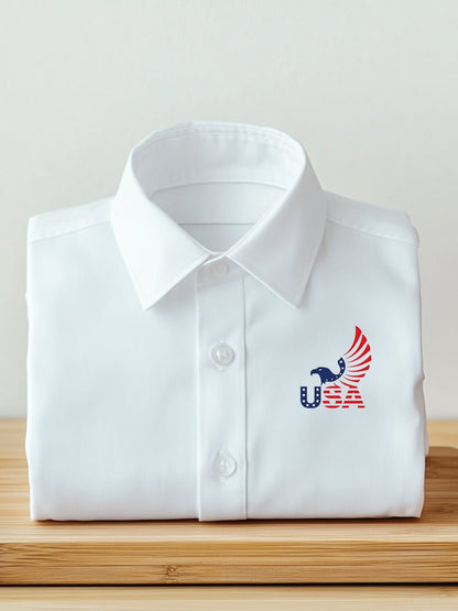 Men's Business Casual Logo Lapel Short Sleeve Shirt