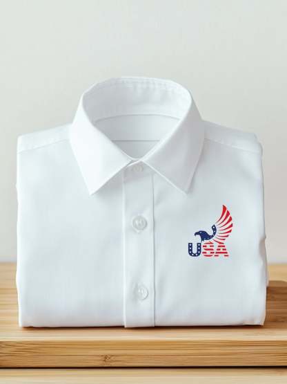Men's Business Casual Logo Lapel Short Sleeve Shirt