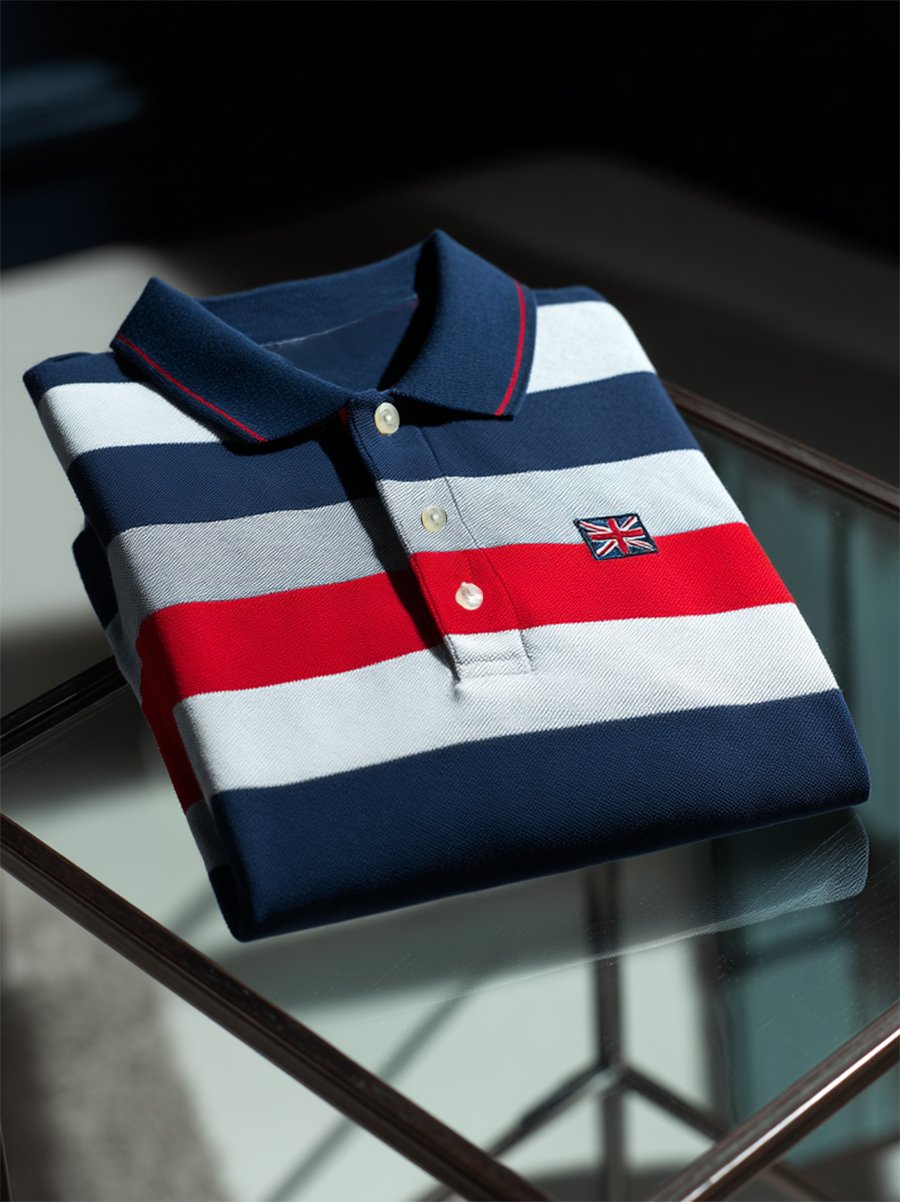 Men's Business Casual Union Jack Button Short Sleeve Polo Shirt