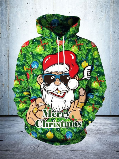 Men's Santa Merry Christmas Print Casual Hoodie