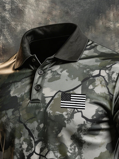 Men's Retro Patriot Camouflage Short-Sleeve Polo Shirt