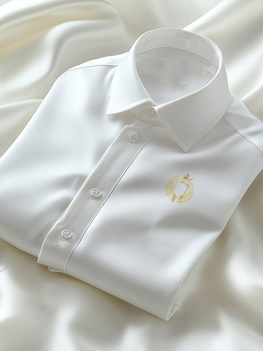 Men's Business Casual Logo Lapel Short Sleeve Shirt