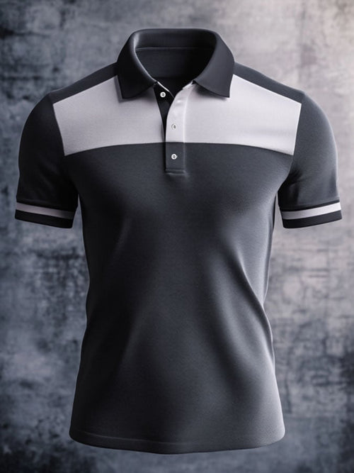 Men'S Casual Classic Contrast Color Print Business Short-Sleeved Polo Shirt