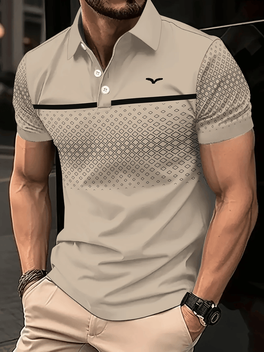 Men's Business Logo Button-Down Short Sleeve Polo Shirt
