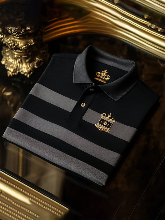 Men's Classic Business Logo Button Short Sleeve Polo Shirt
