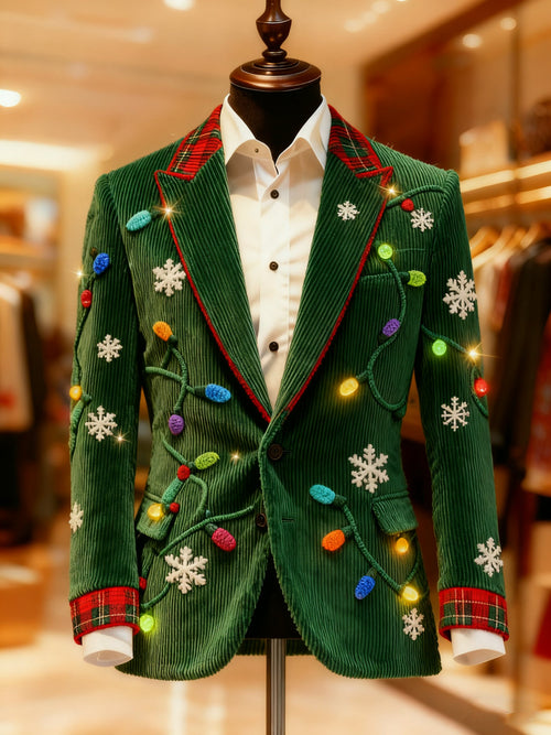 Men's Corduroy Christmas Vintage Suit Jacket