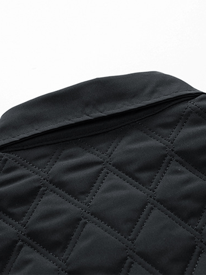 Men's Retro Diamond Pleated Cotton Multi-Pocket Casual Cotton Jacket