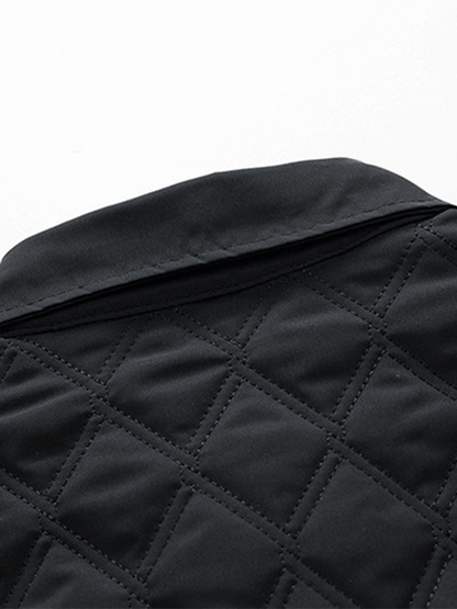 Men's Retro Diamond Pleated Cotton Multi-Pocket Casual Cotton Jacket