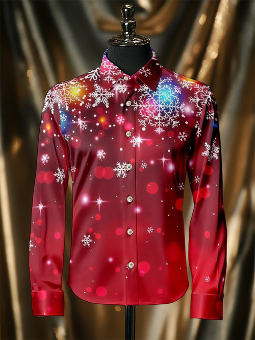 Men's Silk Christmas Luxury Business Long Sleeve Shirt