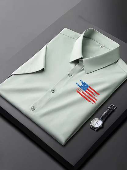 Men's Independence Day American Flag Casual Short Sleeve Shirt