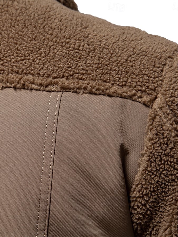 Men's Vintage Outdoor Pocket Stitching Sherpa Jacket