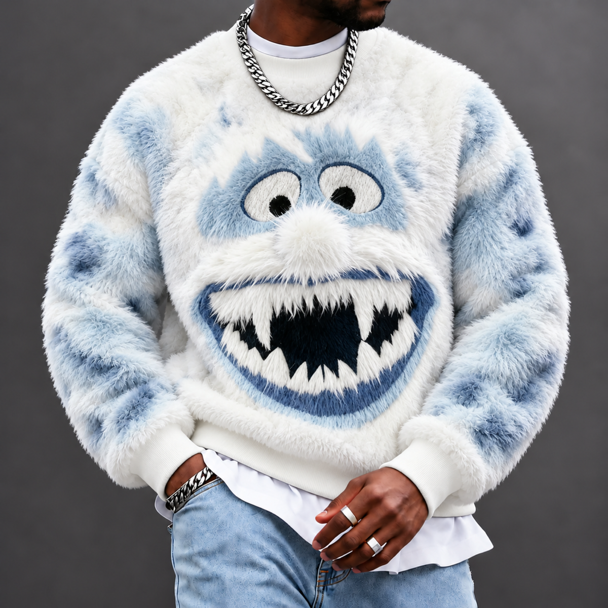 Men's Monster-Print Crewneck Sweatshirt