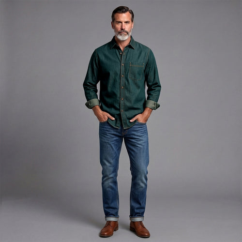Casual Denim Shirt Jacket For Men