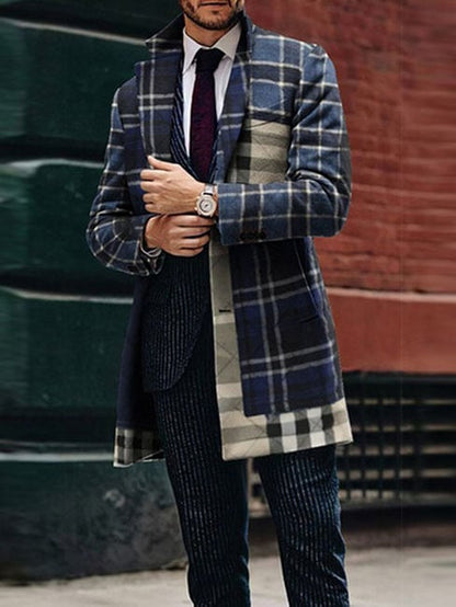 Men's Casual Printed Woolen Coat