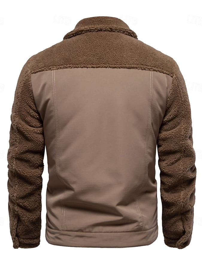 Men's Vintage Outdoor Pocket Stitching Sherpa Jacket