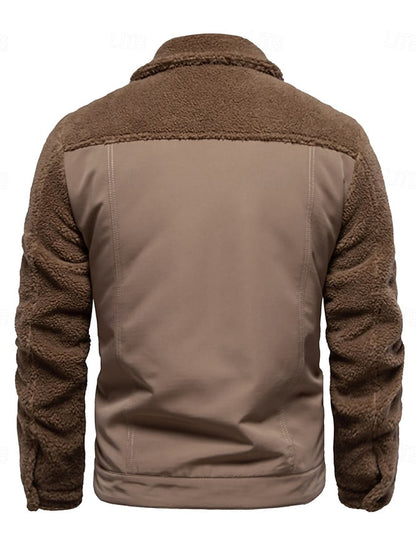 Men's Vintage Outdoor Pocket Stitching Sherpa Jacket