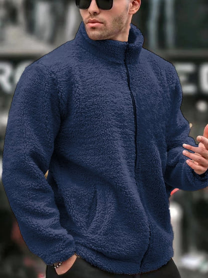 Men's Vintage Plush Zipper Jacket