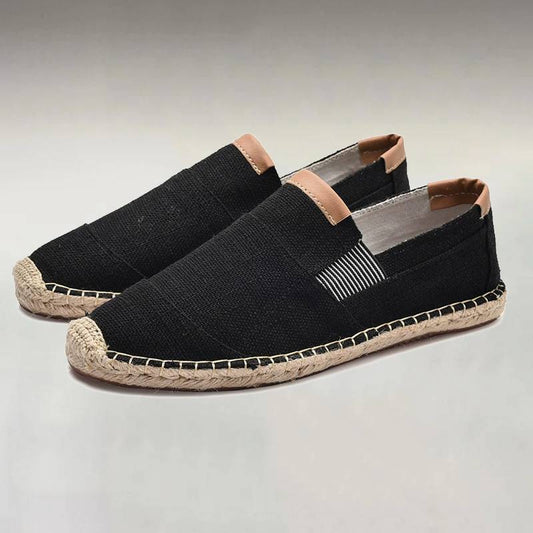 Men's Casual Stripe PU Decor Slip-On Canvas Espadrilles