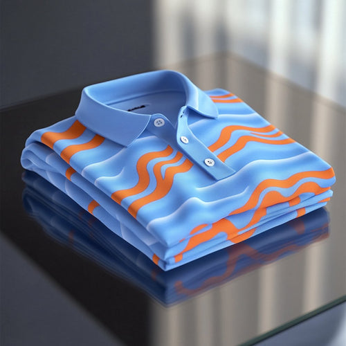 Men's Business Casual Embroidered    Button Short Sleeve Polo Shirt