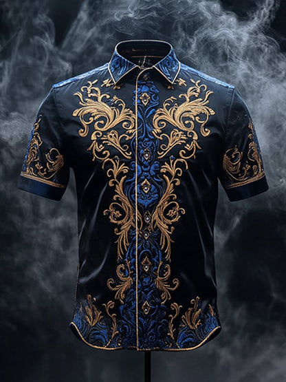 Men's Retro Gothic Pattern Short Sleeve Shirt
