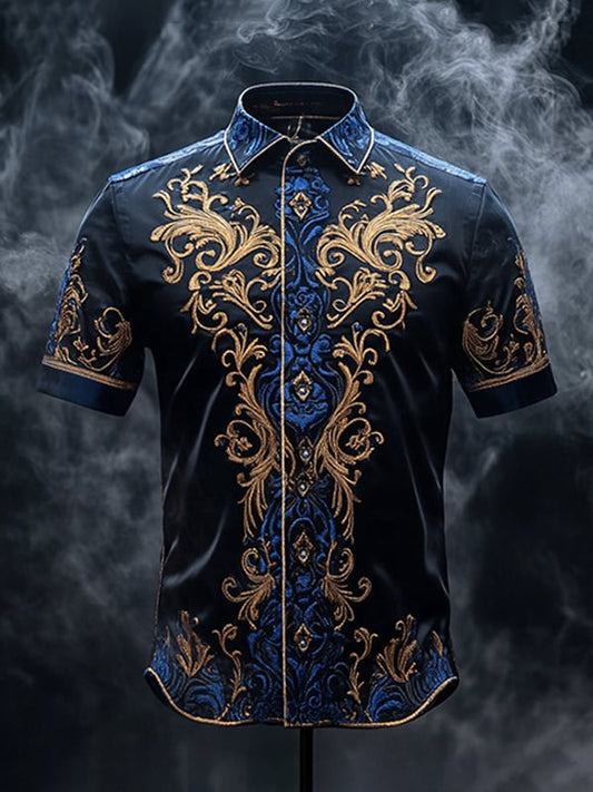 Men's Retro Gothic Pattern Short Sleeve Shirt
