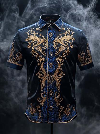 Men's Retro Gothic Pattern Short Sleeve Shirt